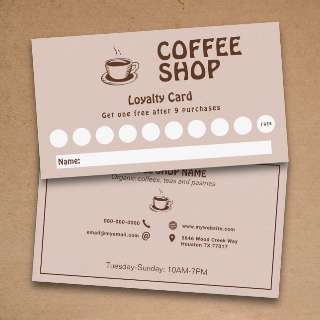 Cartão de fidelidade para Compro de taça e café (Cup & Coffee Shop Loyalty Card)