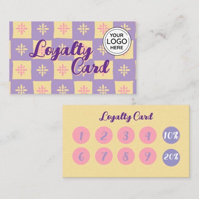 Cartão de fidelidade para cores alegres e cheias p (Frente/Verso)