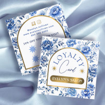 Cartão de fidelidade para flores azuis da chinoise