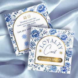 Cartão de fidelidade para flores azuis da chinoise