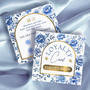 Cartão de fidelidade para flores azuis da chinoise