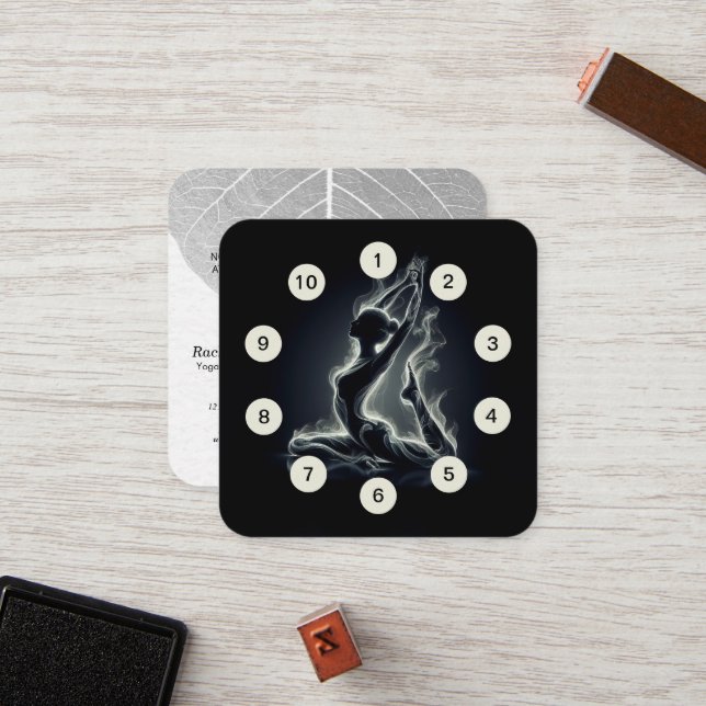 Cartão De Fidelidade Passagem da Classe Yoga do Rei Pigeon, branco pret (Frente/Verso In Situ)