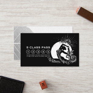 Cartão De Fidelidade Passagem da Classe Yoga do Rei Pigeon, branco pret