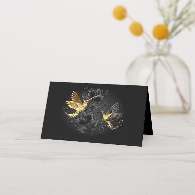 Cartão De Fidelidade Pássaro Humino Negro e Dourado (Frente)