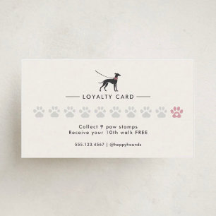 Cartão De Fidelidade Passeador de Cães Clássico Elegante Passeio de C