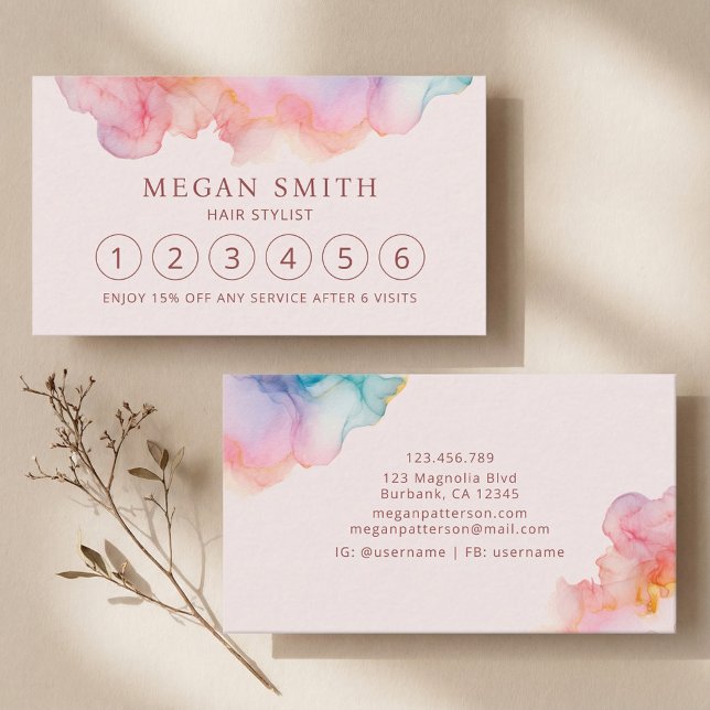 Cartão De Fidelidade Pastel Líquido de Tinta Álcool (Criador carregado)