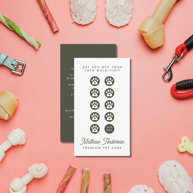 Cartão De Fidelidade Pata Verde-Escuro-Bonita Pet Cachorro-Cachorro (Criador carregado)