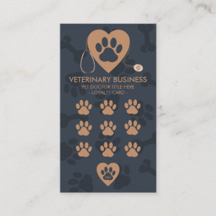 Cartão De Fidelidade Paws Heart Stethescope Pet Doctor Veterinarian