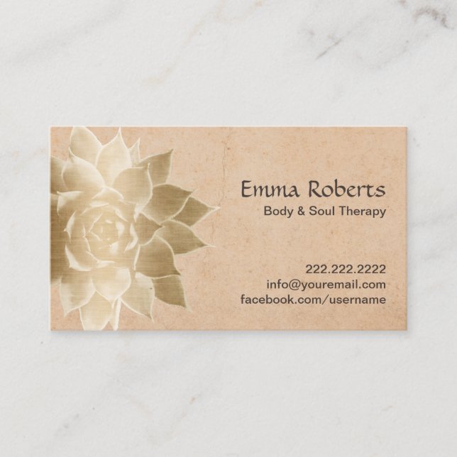 Cartão De Fidelidade Perfurador Dourado da lealdade de Lotus da terapia (Frente)