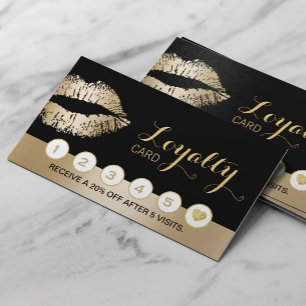 Cartão De Fidelidade Perfurador Dourado da lealdade dos lábios do sal