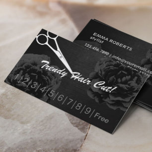 Cartão De Fidelidade Perfurador floral preto elegante da lealdade do