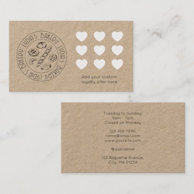 Cartão de Fidelidade Personalizado para Padaria Kr (Frente/Verso)