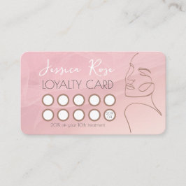 Cartão De Fidelidade Personalizar com o seu Salon QR Code Line Rosa