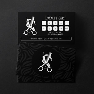 Cartão De Fidelidade Pêssego Preto Simples EleganteDressador de Cabelo 