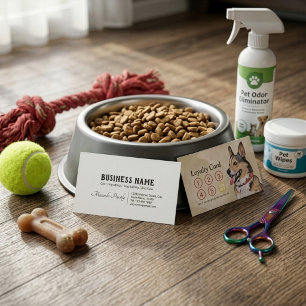Cartão De Fidelidade Pet Care Sentando Banho e Alinhando Punch Lealdade