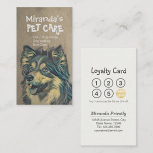 Cartão De Fidelidade Pet Care Sentando Banho e Alinhando Punch Lealdade