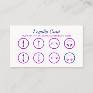 Cartão De Fidelidade Piercing Corporal Elegante Neon Rosa Roxo