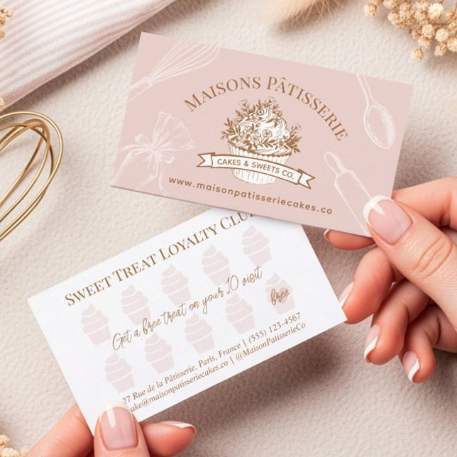 Cartão De Fidelidade Pink Cupcake Pastry Chef Baking Utensils Bakery (Pink Cupcake Pastry Chef Baking Utensils Bakery Loyalty Card)