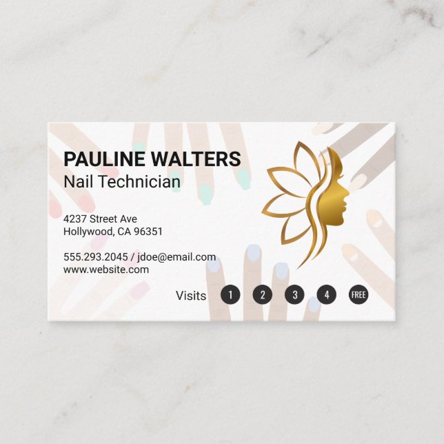 Cartão De Fidelidade Pink Nail Polonês | Lealdade | Bela (Frente)