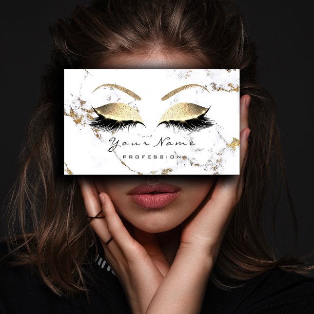 Cartão De Fidelidade Placa de Lealdade 10 Makeup Lash Extension Marble  (Loyalty Card 10 Makeup Lash Extension Marble Gold)