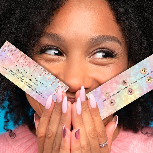 Cartão De Fidelidade Placa de Lealdade 6 Maqueamento de Punch-Up Unhas  (Loyalty Card 6 Punch Makeup Nails Holograph Small)