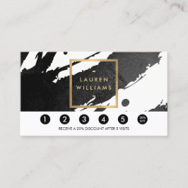 Cartão De Fidelidade Placa de Lealdade de Pincéis de Tinta Preta abstra