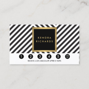 Cartão De Fidelidade Placa de Lealdade do Glam de Padrão Preto e Branco