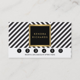 Cartão De Fidelidade Placa de Lealdade do Glam de Padrão Preto e Branco