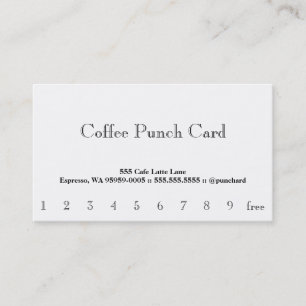 Cartão De Fidelidade Placa de perfuração de café