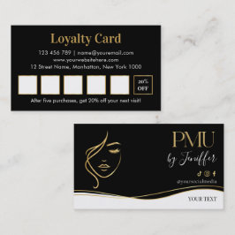 Cartão de Fidelidade PMU preto e dourado elegante