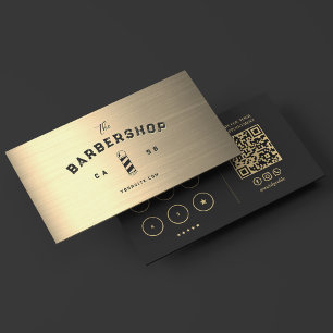 Cartão De Fidelidade Pólo de Barbeiro Preto Falso Ouro Clássico de Barb