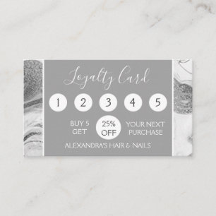 Cartão De Fidelidade Prata de Lealdade de Silver Marble Girly