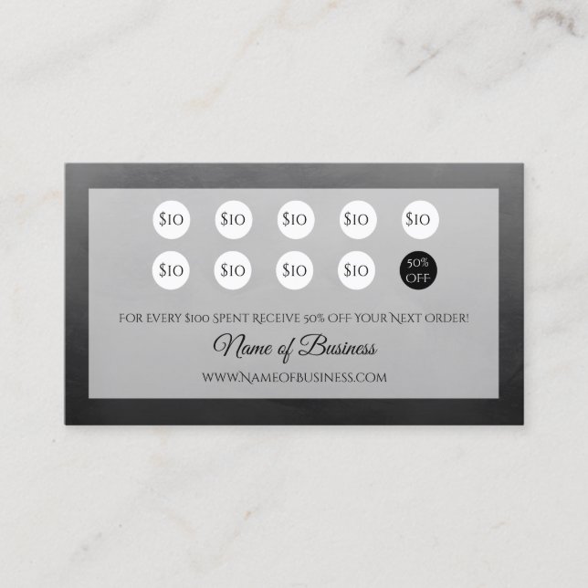 Cartão De Fidelidade Prêmios de lealdade a preto simples e profissional (Frente)