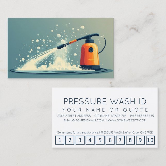 Cartão De Fidelidade PRESSURE WASHER customer loyalty punch card (Frente/Verso)
