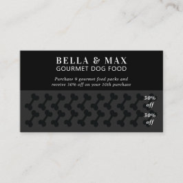 Cartão De Fidelidade Preto Chic Moderno Sobre Osso Negro De Cão