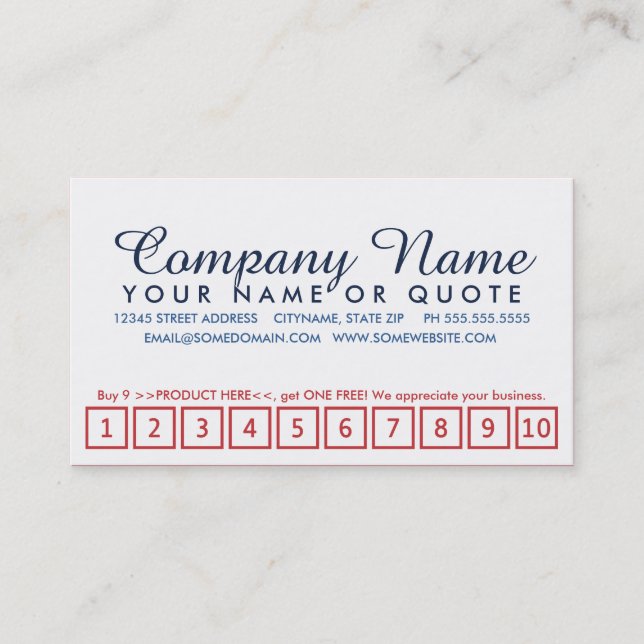 Cartão De Fidelidade programa de recompensas para clientes livres (Frente)