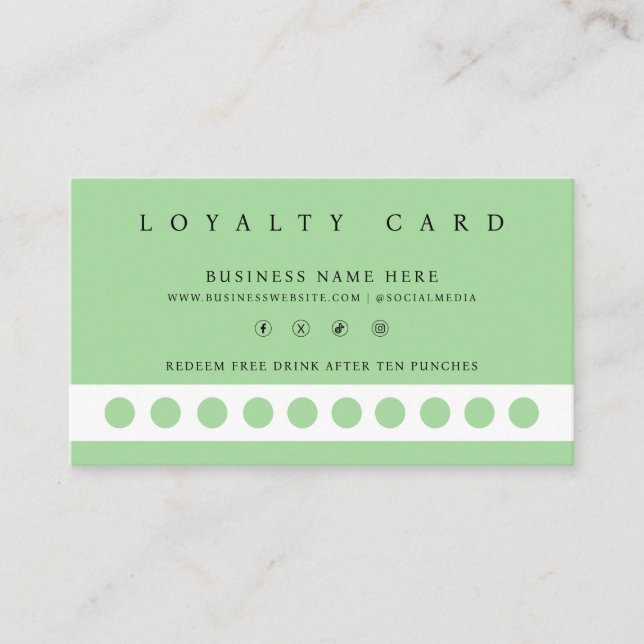 Cartão De Fidelidade Programa Simples de Recompensa de Estilos Minimali (Frente)