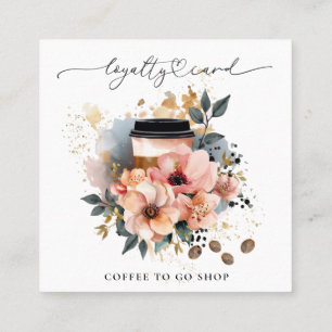 Cartão De Fidelidade *~* QR Café Para Ir Para O Coração Com Largura Flo