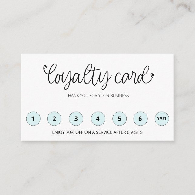 Cartão De Fidelidade *~* QR LOGO Obrigado Recompensa Corações  (Frente)