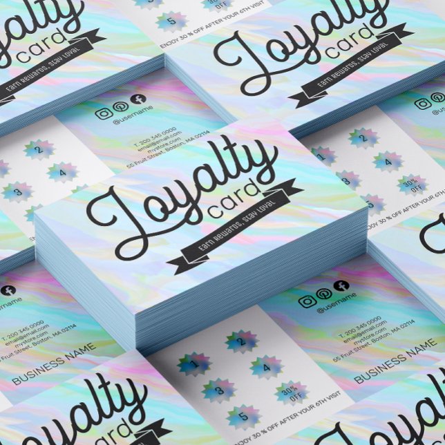 Cartão De Fidelidade Rainbow Holographic Estheticista Social Media (Rainbow Holographic Esthetician Social Media Loyalty Card)