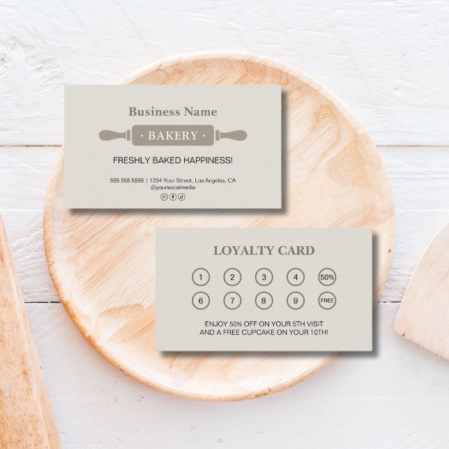 Cartão De Fidelidade Recompensa de Negócios de Rolo de Padaria (Bakery Rolling Pin Business Reward Loyalty Card)