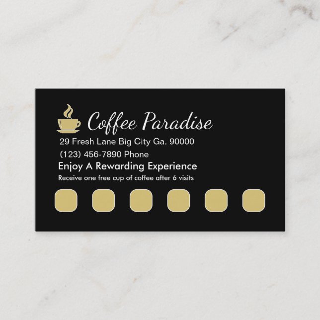 Cartão De Fidelidade Recompensas do cliente da cafetaria (Frente)
