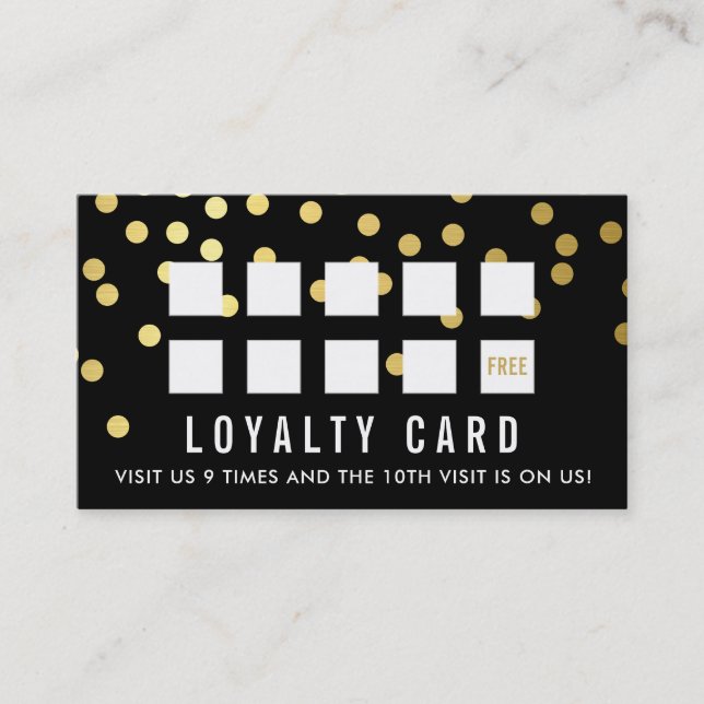 Cartão De Fidelidade REWARD LOYALTY CARD glam confetti gold black (Frente)