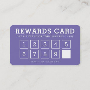 Cartão De Fidelidade REWARD PUNCH CARD bela lealdade moderna 10º roxo