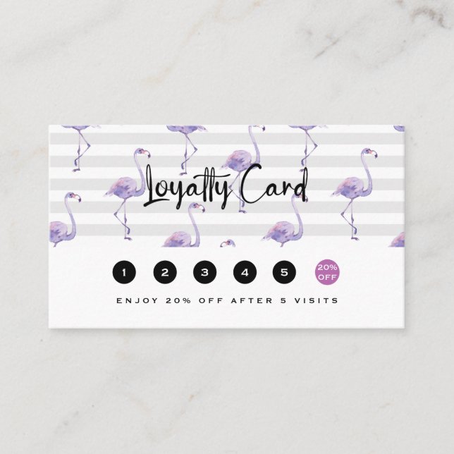 Cartão De Fidelidade Rosa branco clássico de luxo (Frente)