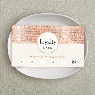 Cartão De Fidelidade Rosa Dourado Sequin Salon 6 Punch Customer Leyalti