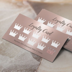 Cartão De Fidelidade Rosa moderno Crowns Beauty Salon Spa Lealdade