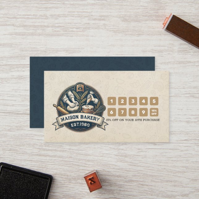 Cartão De Fidelidade Rustic Bakery Store Pastry Desserts Loyalty Punch (Frente/Verso In Situ)