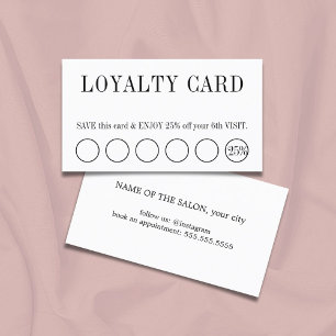 Cartão De Fidelidade Salão branco e preto limpo Elegante 5+1