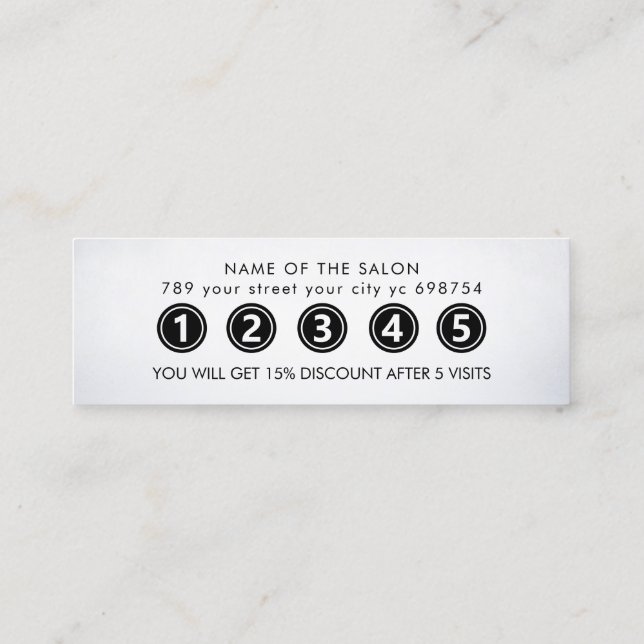 Cartão De Fidelidade Salão de Beleza Elegante Moderno (Verso)